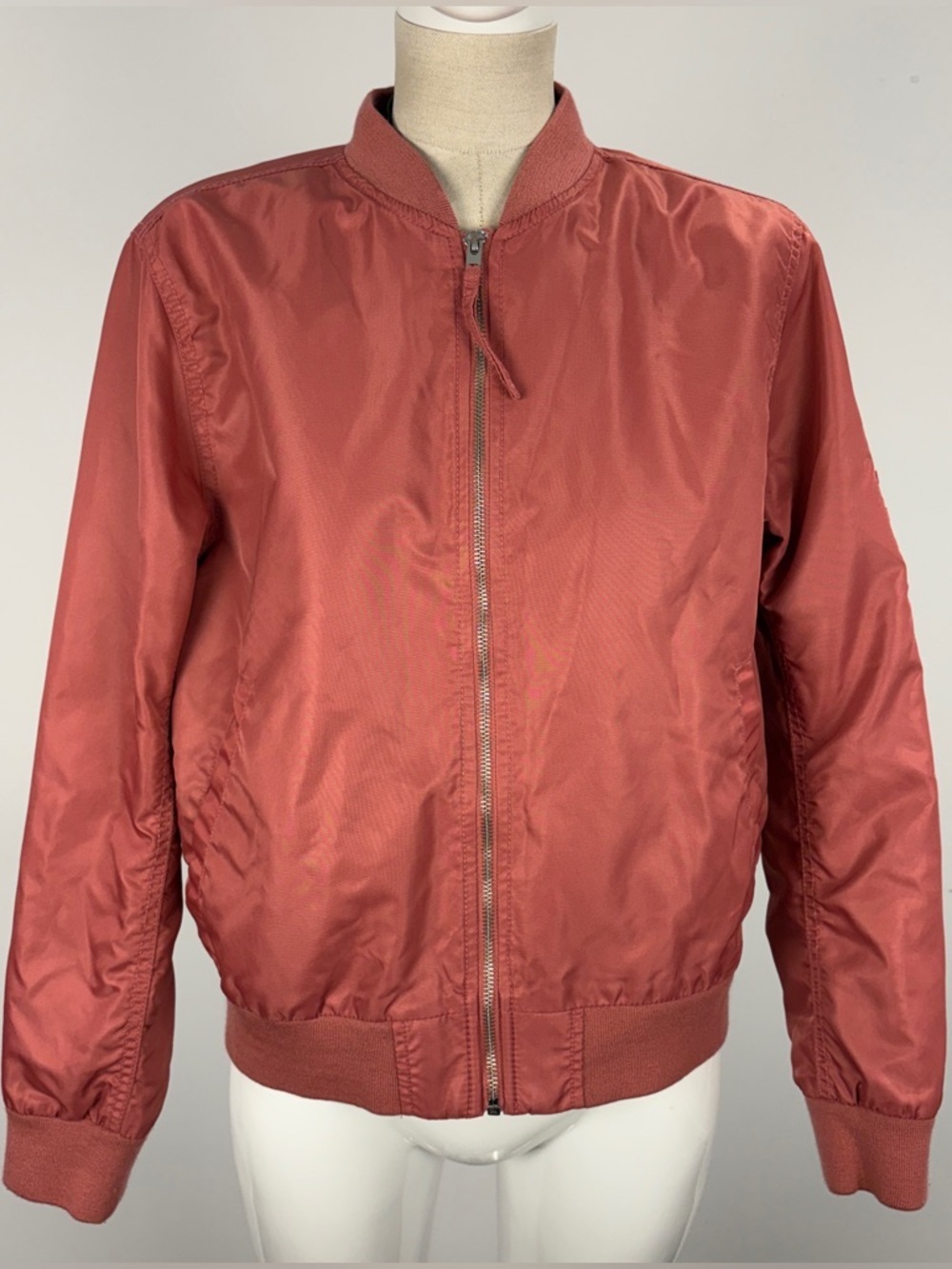 GAP Streetwear Bomber Jacket - Mauve / Dusty Rose Satin - Size Small
